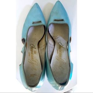 Vintage blue patent leather heels